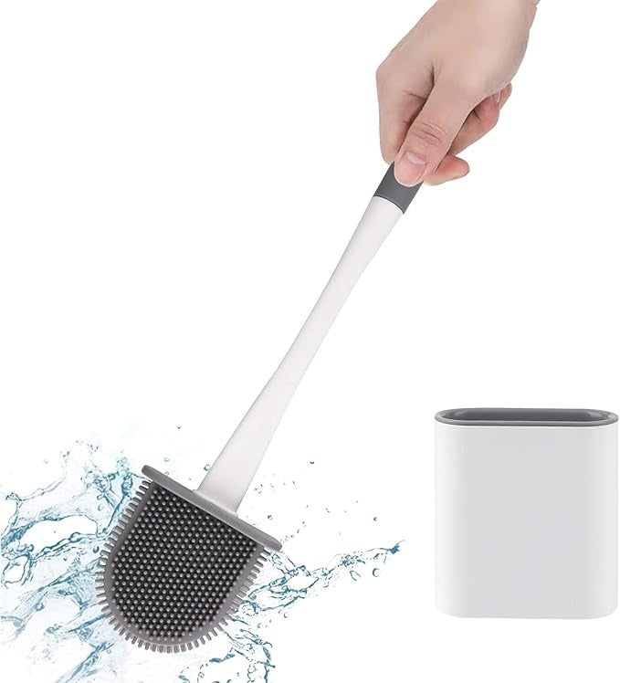 Silicone Toilet Brush Bristles Holder Bathroom Storage Cleaning