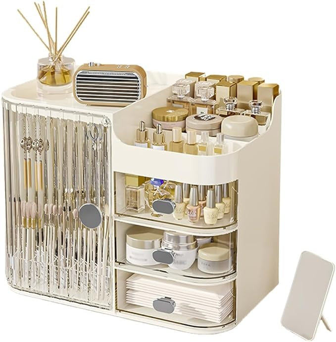 Haiansan Cosmetics Display Case with Mirror, Large Capacity