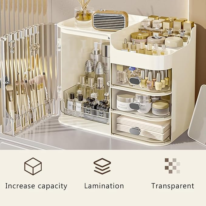 Haiansan Cosmetics Display Case with Mirror, Large Capacity