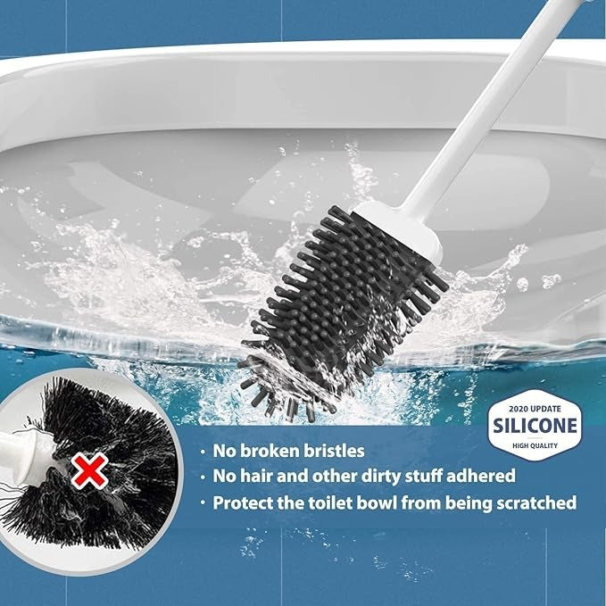 Silicone Toilet Brush Bristles Holder Bathroom Storage Cleaning
