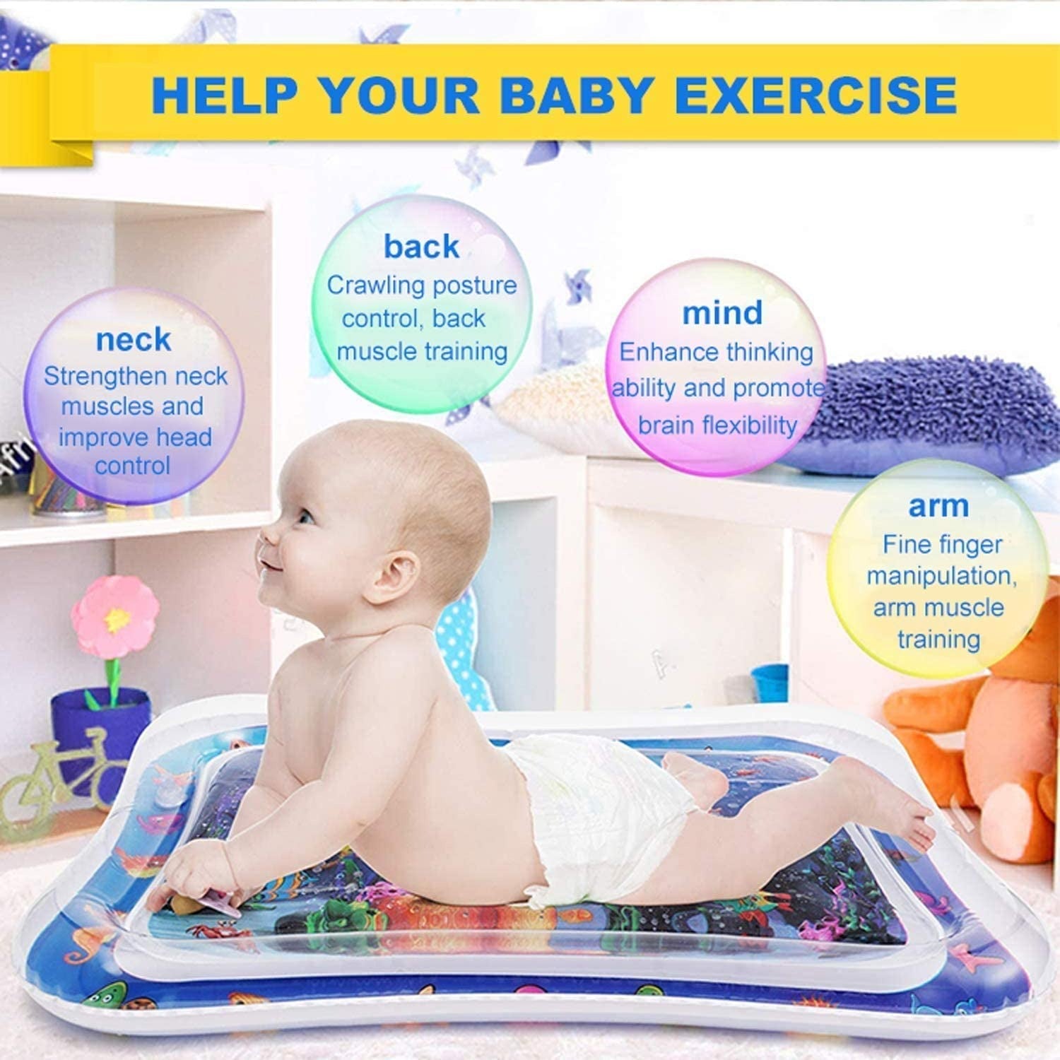 Inflatable Tummy Time Mat, Premium Baby Water