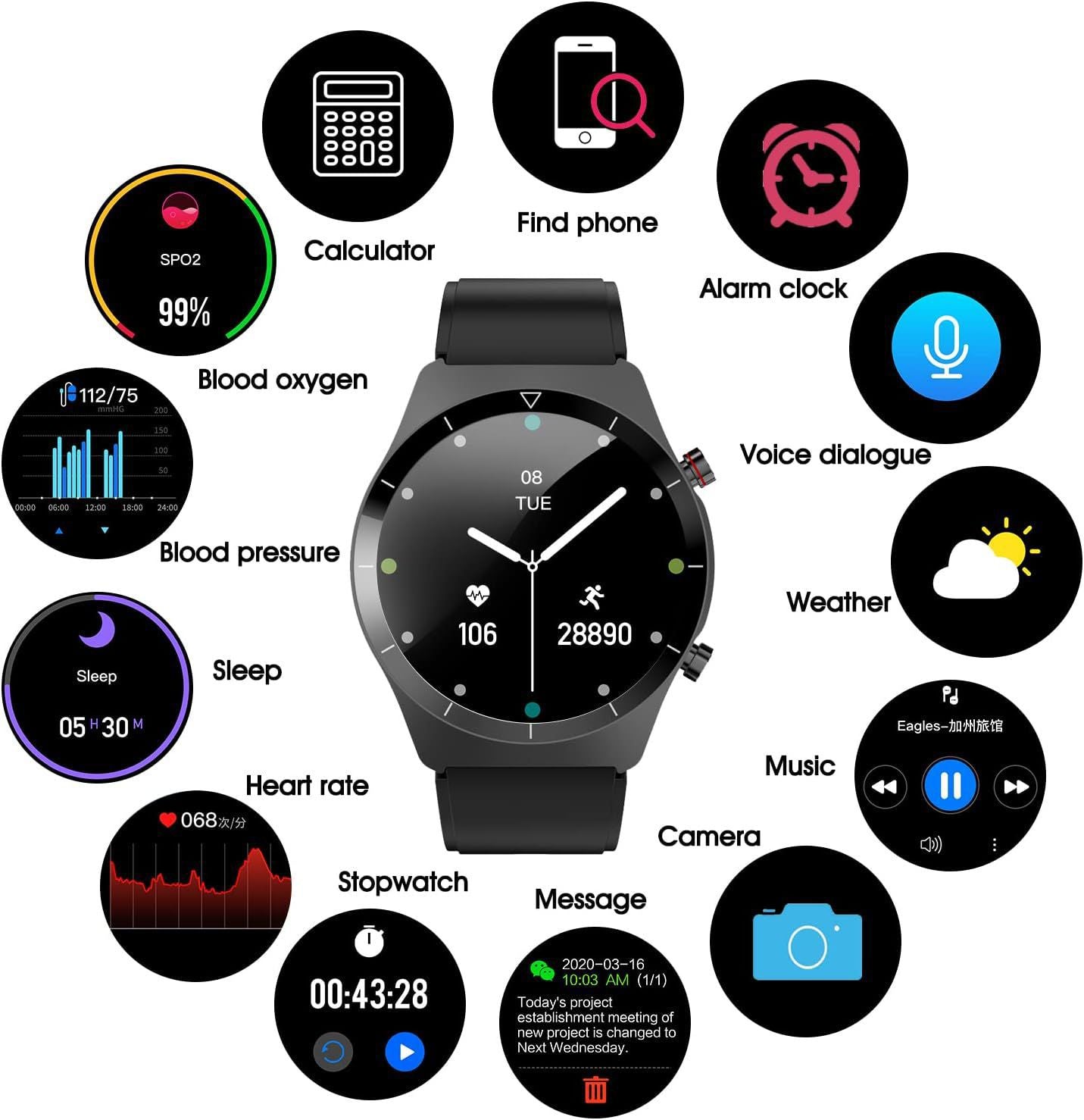 Smart Watch with Bluetooth Calling & Fitness Tracking – Full Touch Screen, GPS, Heart Rate, SpO₂, Sleep Monitor & Voice Control