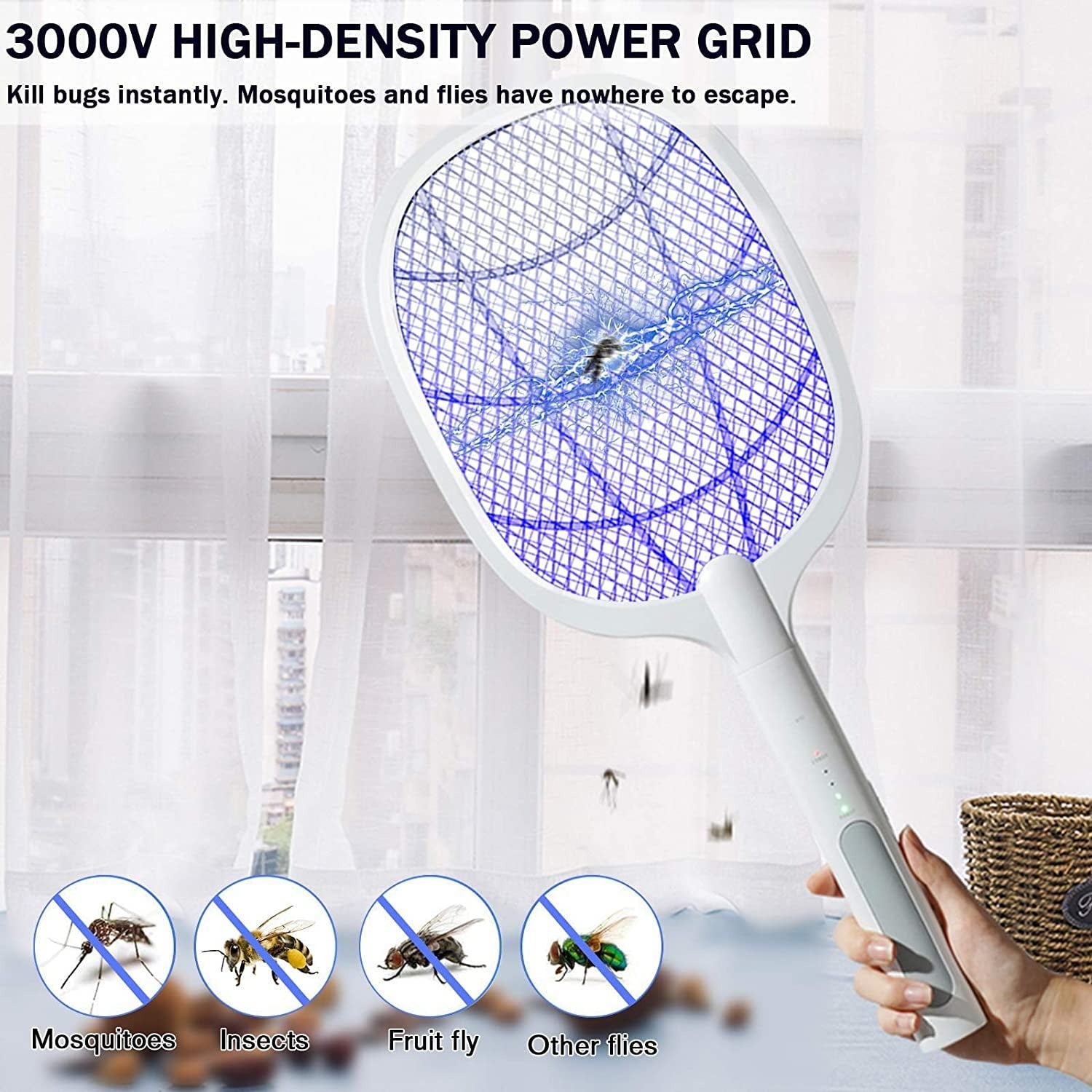 Led Mosquito Killer Racket 2 In 1 Rechargeable
