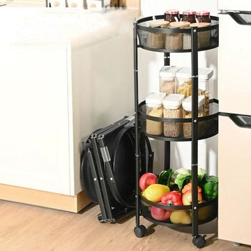 3 Layer Folding Storage Cart, Flexible Food Trolley