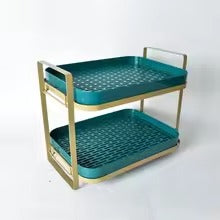 2 Tier Cups Mugs Drying Rack with Drain Tray, Tableware Fruit Storage Rack, Kitchen Countertop Organizer Shelf for Coffee