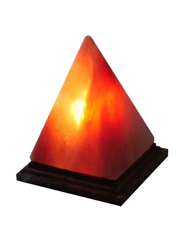 Crystal Rock Himalayan Salt Lamp Pyramid Shape with Wooden Base
