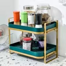 2 Tier Cups Mugs Drying Rack with Drain Tray, Tableware Fruit Storage Rack, Kitchen Countertop Organizer Shelf for Coffee